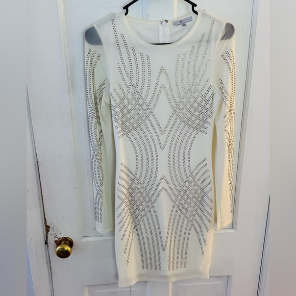 White and Gold Women's Dress - Picture 4 of 5